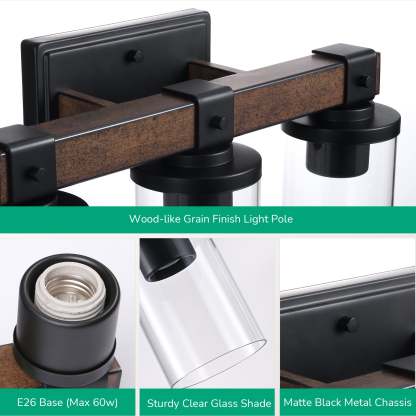EDISHINE Farmhouse Vanity Lights for Bathroom-HHVL02D-B2B