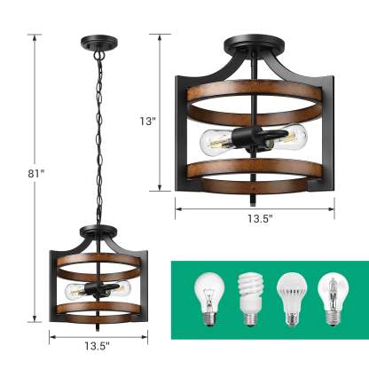 EDISHINE Semi Flush Mount Ceiling Light-HSCL04A