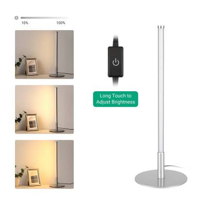 EDISHINE  Dimmable Silver 6W Table Lamp with 3 Colour Temperature & Touch Controller, 1 Pack-HLTL02S