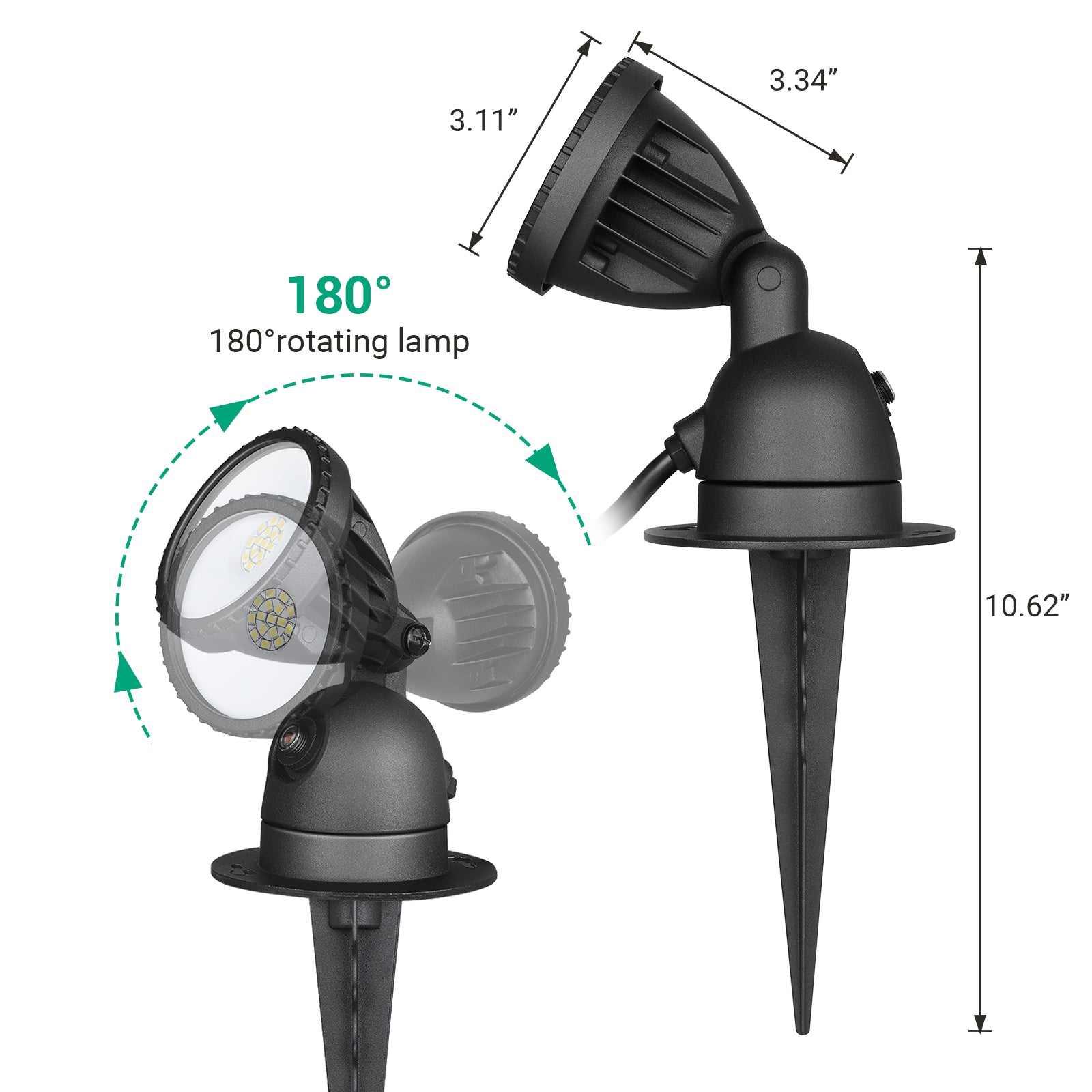 EDISHINE 120V Warm White LED Spotlight with Dusk to Dawn Light Sensor & 3ft Extension Cord (2 Pack)-F1HGSL04B