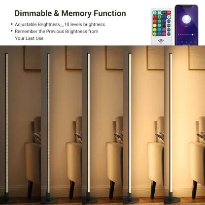EDISHINE  Black RGBW, Mood Lighing, Smart WiFi Dimmable Floor Lamp with App & Remote Control, 1 Pack-HFLK02W