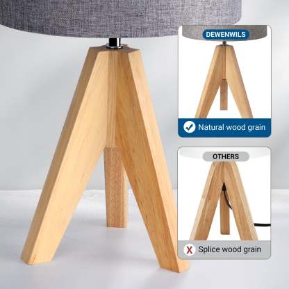 EDISHINE 14.2″ Tripod Wood Table Lamp with ON/Off Switch, 1 Pack-HLTL05L