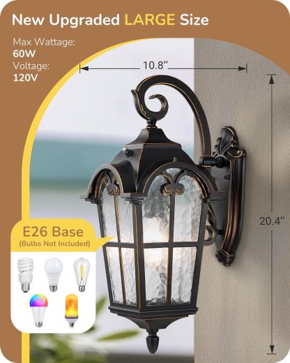 EDISHINE Dusk to Dawn Outdoor Wall Lights-F2HOWL06N