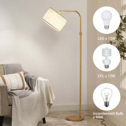 EDISHINE 62" Modern Arched Gold Floor Lamp-HLFL04G