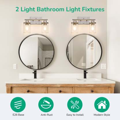 EDISHINE Silver Bathroom Light Fixtures-HHVL02B