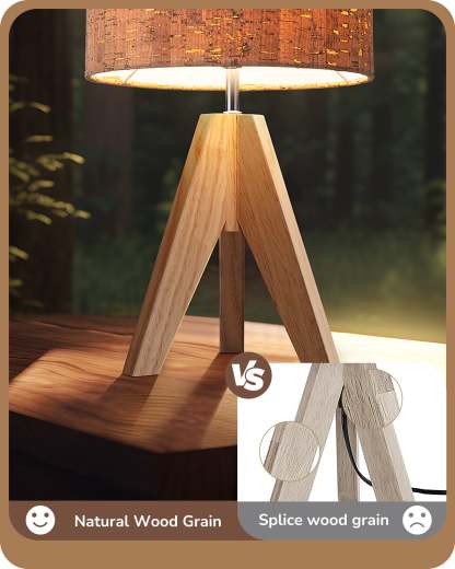 EDISHINE 14.2″ Wooden Tripod Table Lamp with ON/Off Switch, 1 Pack-HLTL05N