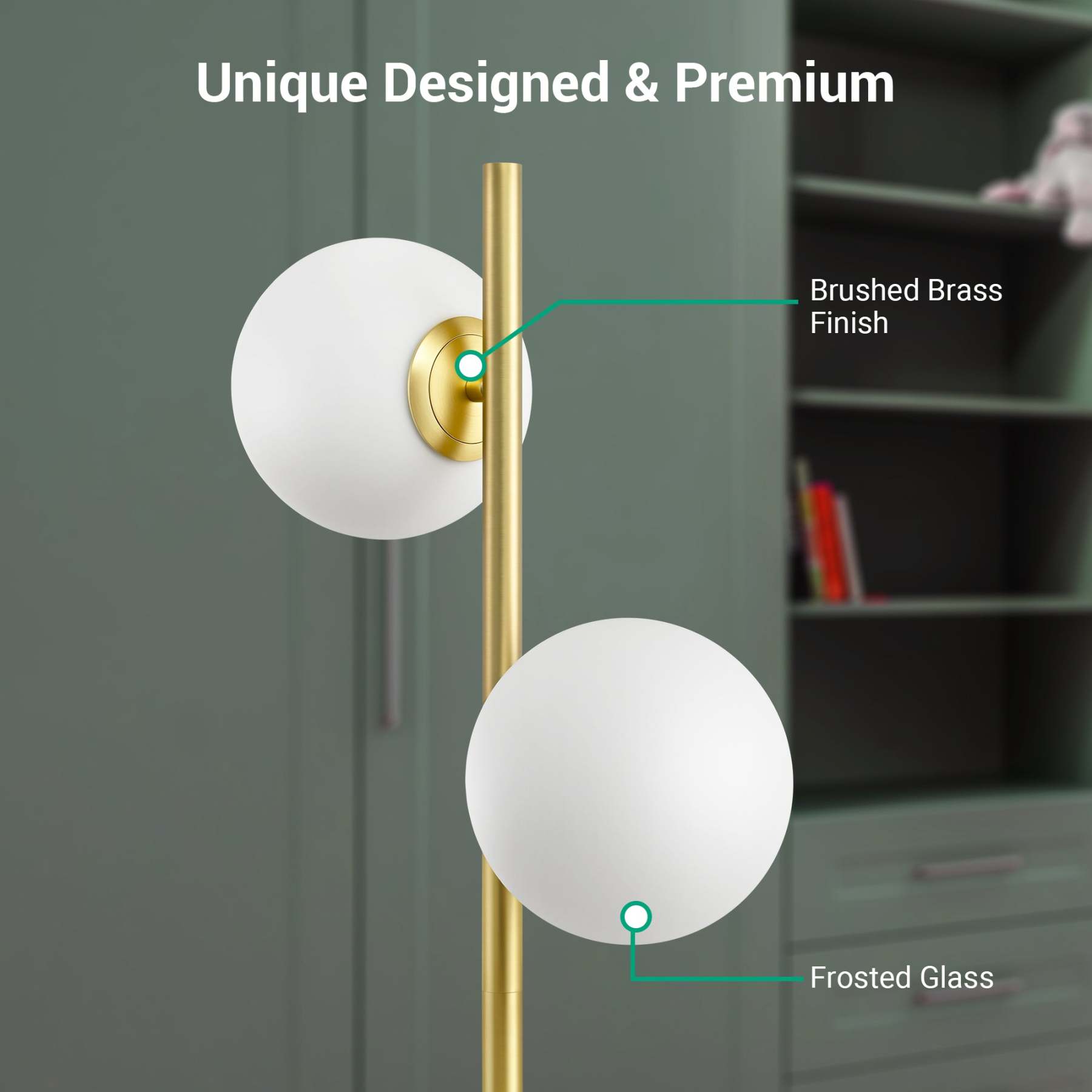 EDISHINE Brass Mid Century Modern Floor Lamp-HLFL08A
