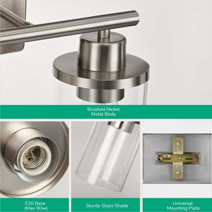 EDISHINE Silver Bathroom Light Fixtures-HHVL02B