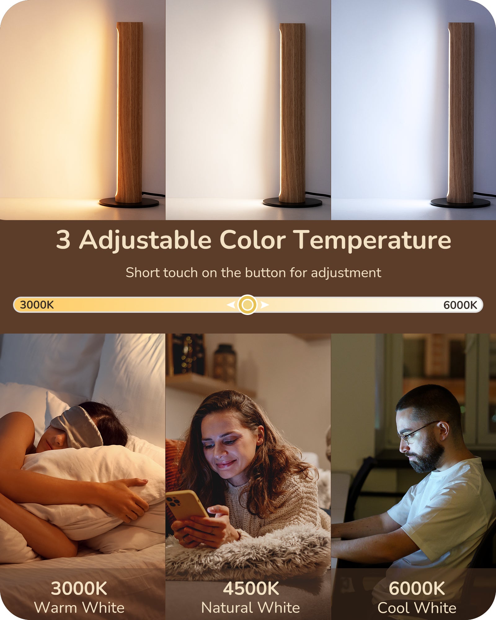 EDISHINE 2 Pack LED Table Lamp, Stepless Dimmable & Memory Function, 3 Color Temperature, Touch Switch-ZHLTL12M2