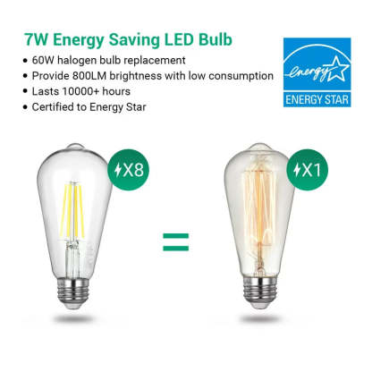 EDISHINE 4-Pack 7W 4000K 800LM ST19 Non-Dimmable LED Edison Bulb E26 Base-HNST19B1