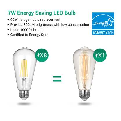 EDISHINE 4-Pack 7W(60W Equivalent) 2700K 800LM ST19 Non-Dimmable LED Edison Bulb E26 Base-HNST19A1