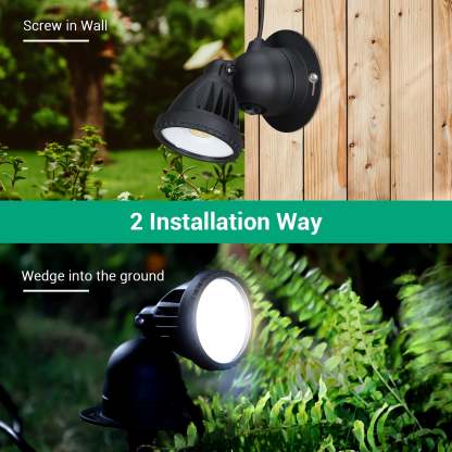 EDISHINE 120V Warm White LED Spotlight with Dusk to Dawn Light Sensor & 3ft Extension Cord (2 Pack)-F1HGSL04B