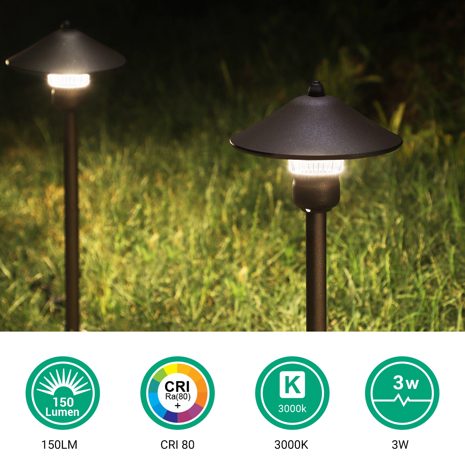 EDISHINE 3W 12V AC/DC LED Low Voltage Landscape Lights (4 Pack)-F1HGSL06A