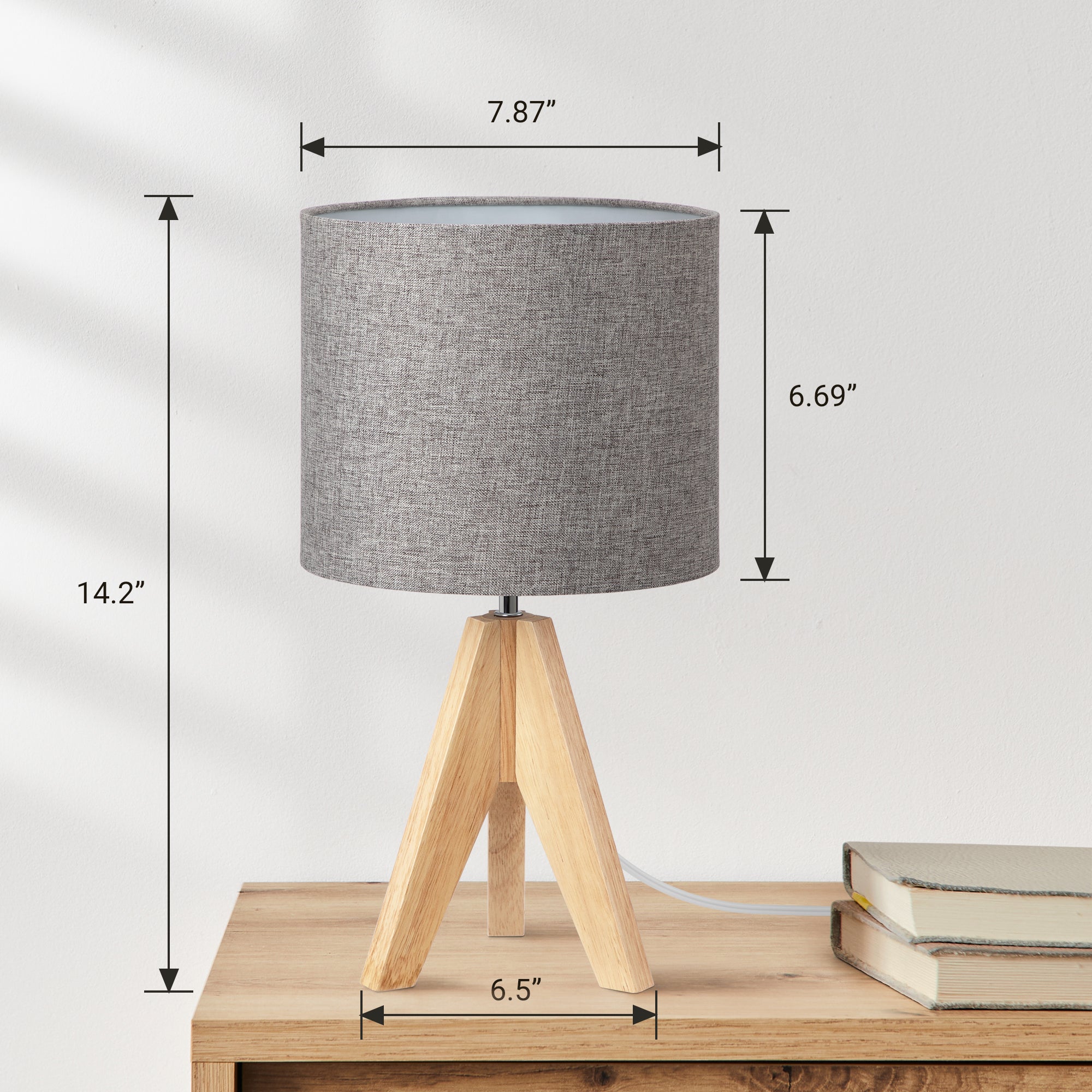 EDISHINE 14.2″ Tripod Wood Table Lamp with ON/Off Switch, 1 Pack-HLTL05L