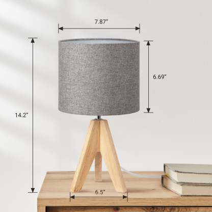 EDISHINE 14.2″ Tripod Wood Table Lamp with ON/Off Switch, 1 Pack-HLTL05L