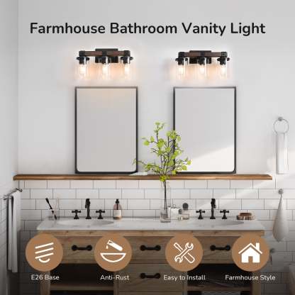 EDISHINE Farmhouse Vanity Lights for Bathroom-HHVL02D-B2B