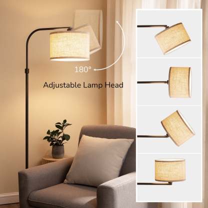 EDISHINE 62" Black Arched Floor Lamp-HLFL04H