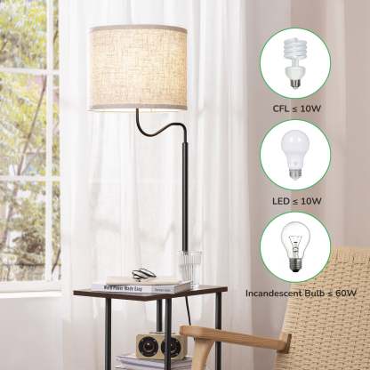 EDISHINE 60" Floor Lamp with Table-HLFL06K