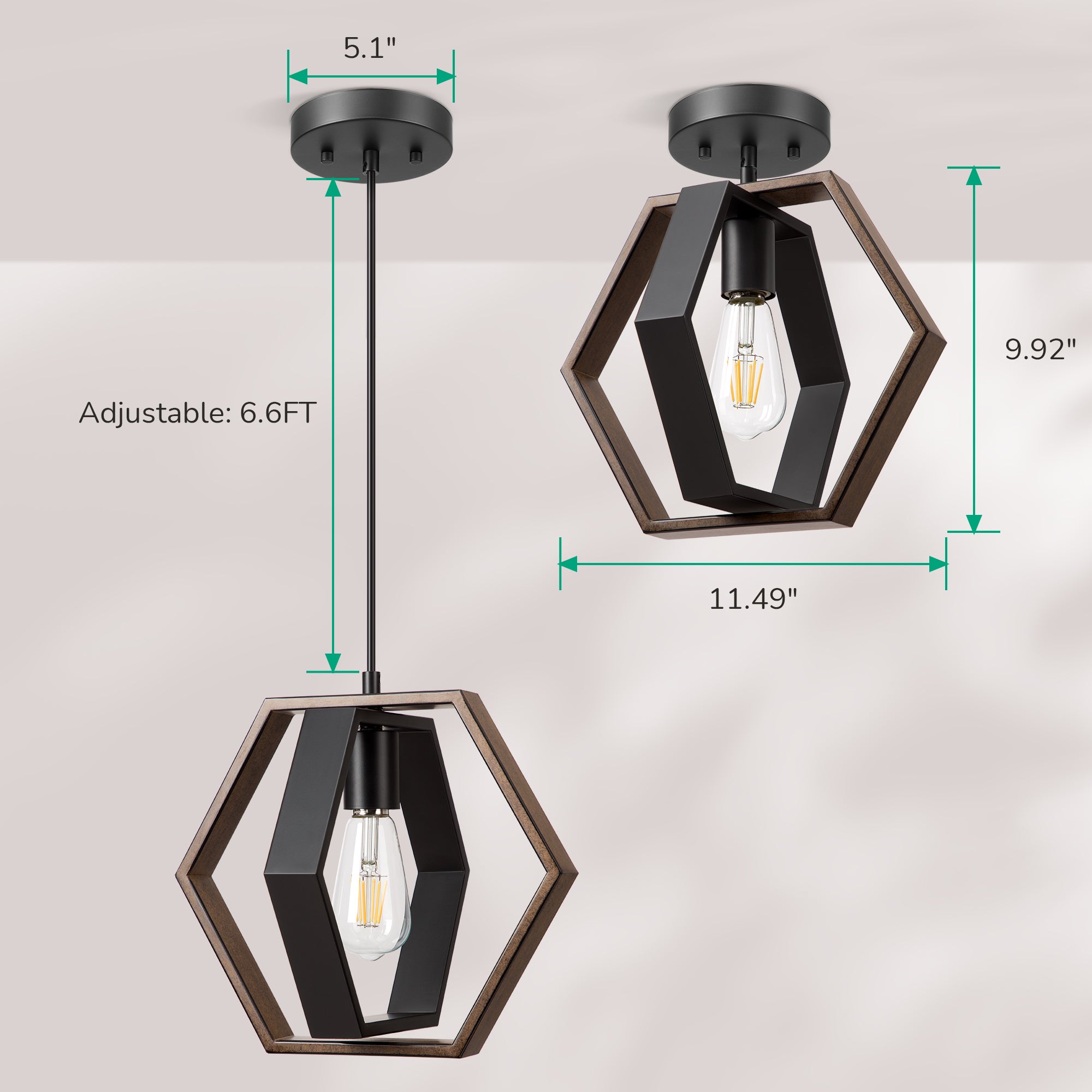 [Copy]EDISHINE Pendant Lights, Adjustable Height (1 Pack)-HHPL14C