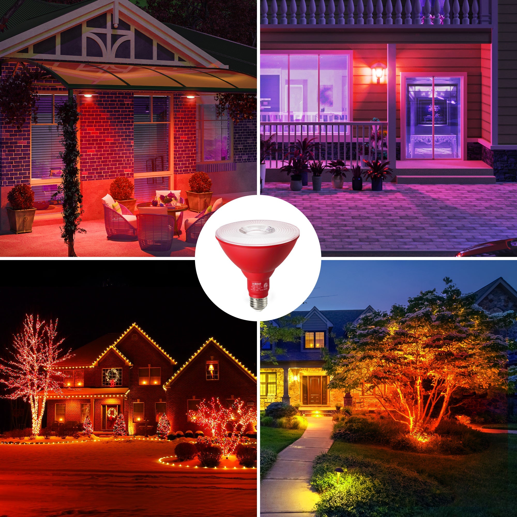 EDISHINE 18W Non-dimmable Red Flood Light Bulb (2 Pack)-HLBP38D-ND