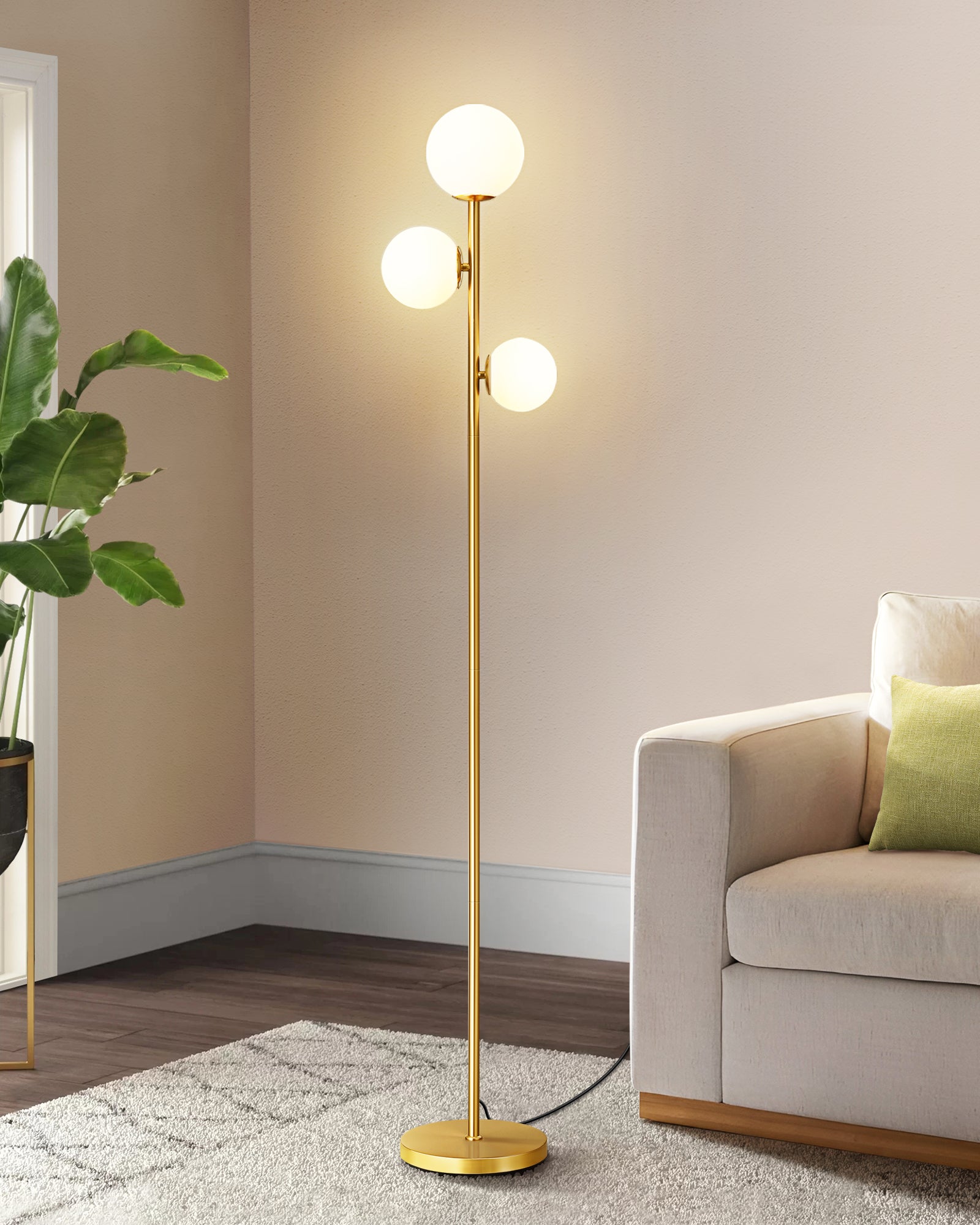 EDISHINE 69" Modern Gold Floor Lamp-HLFL08C-B2B