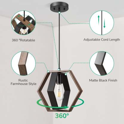 [Copy]EDISHINE Pendant Lights, Adjustable Height (1 Pack)-HHPL14C