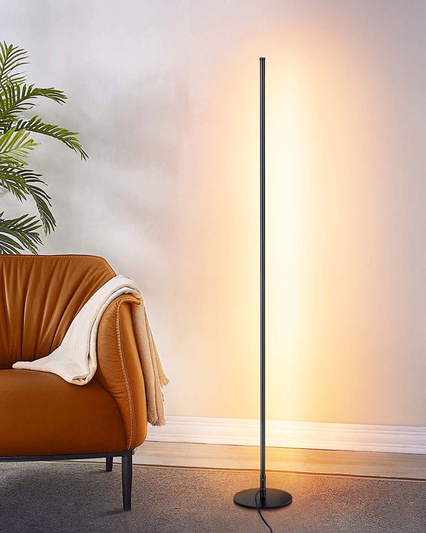 EDISHINE 57.5" Dimmable  Black LED Corner Floor Lamp, 7 Color Temperature-HLFL02P