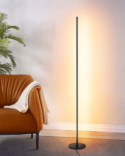 EDISHINE 57.5" Dimmable  Black LED Corner Floor Lamp, 7 Color Temperature-HLFL02P