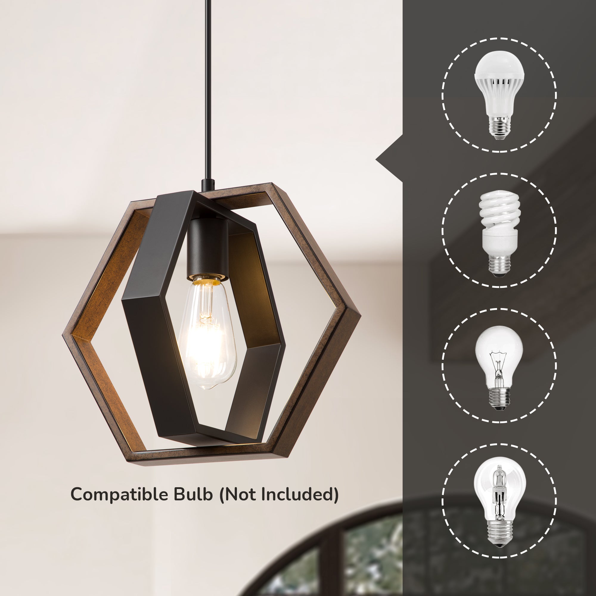[Copy]EDISHINE Pendant Lights, Adjustable Height (1 Pack)-HHPL14C
