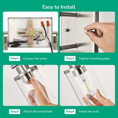 EDISHINE Silver Bathroom Light Fixtures-HHVL02B