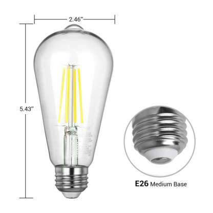 EDISHINE 4-Pack 7W 4000K 800LM ST19 Non-Dimmable LED Edison Bulb E26 Base-HNST19B1