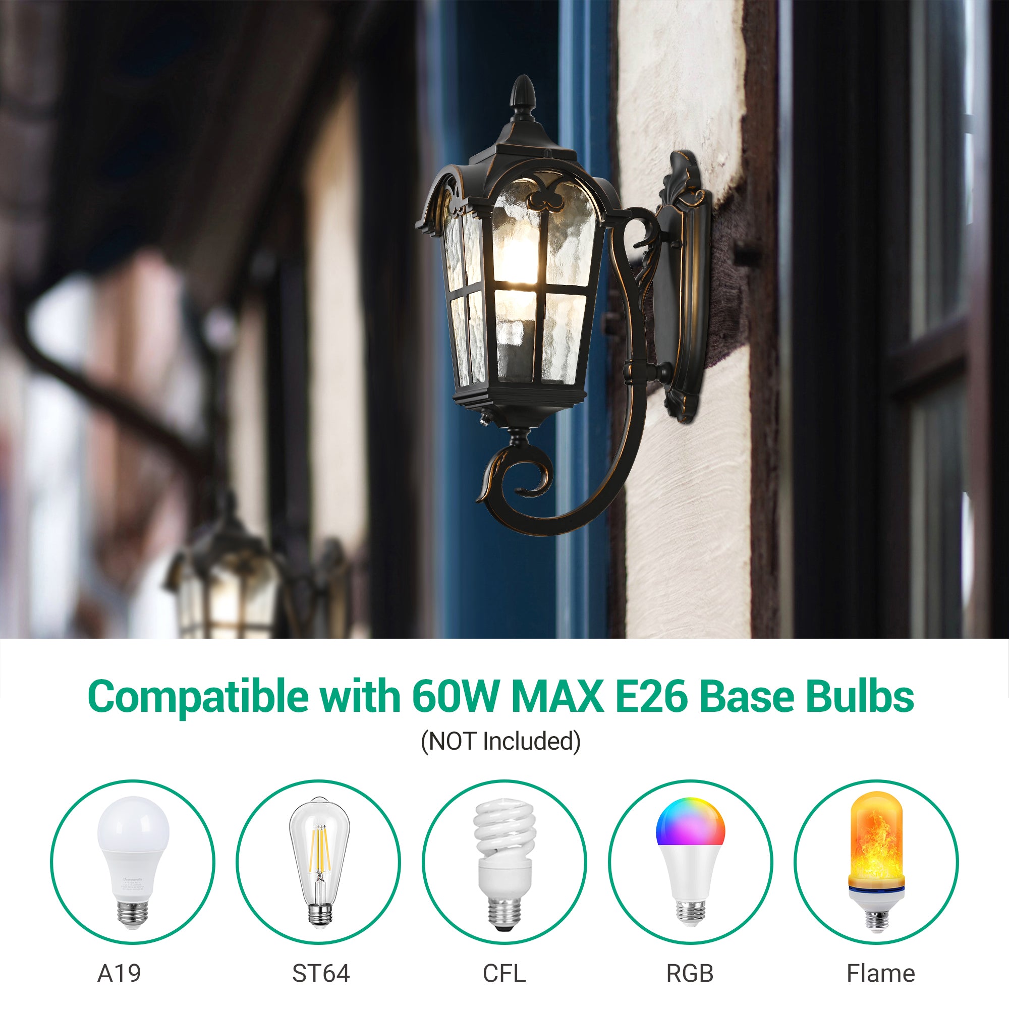 EDISHINE Dusk to Dawn Outdoor Wall Light, 17