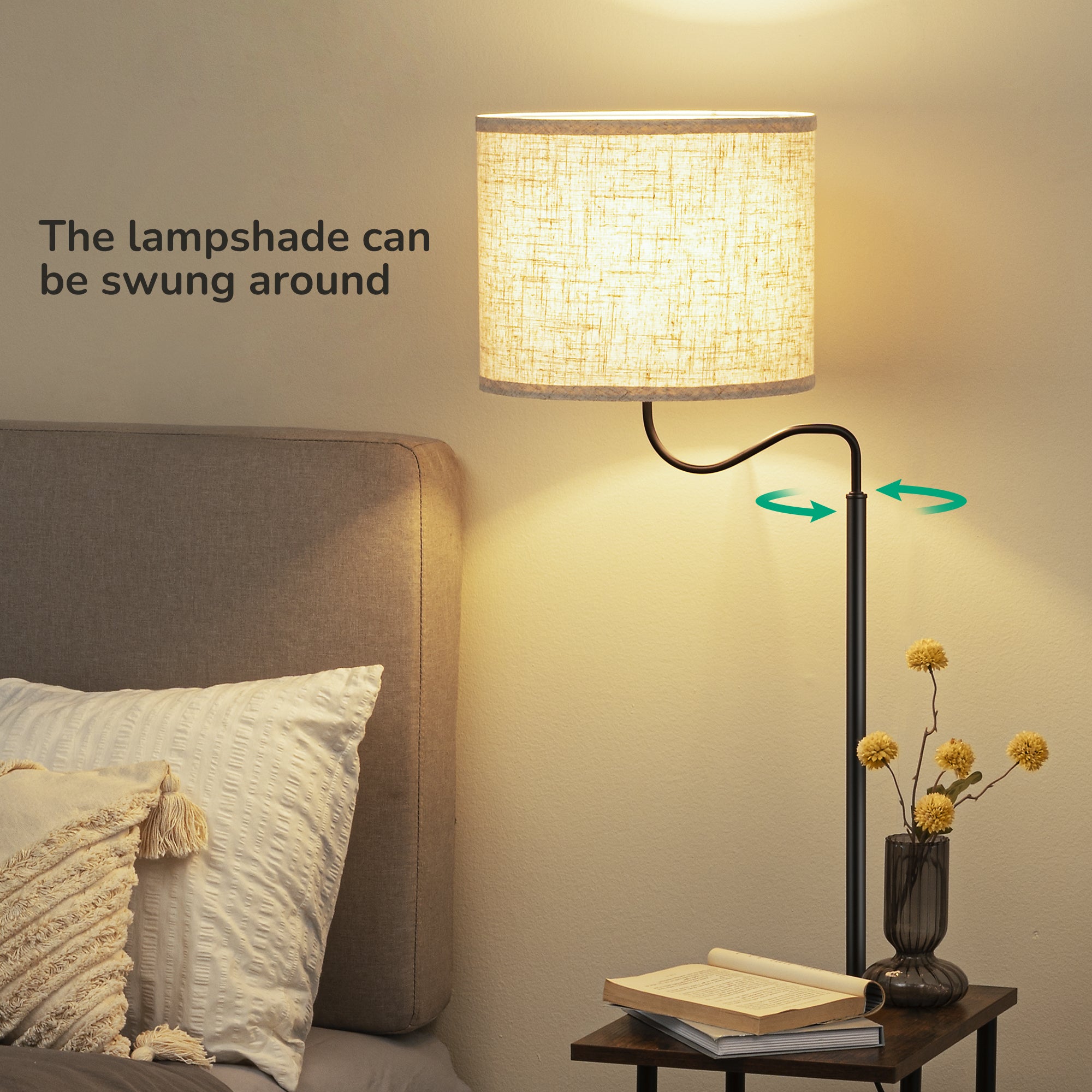EDISHINE 60" Floor Lamp with Table-HLFL06K