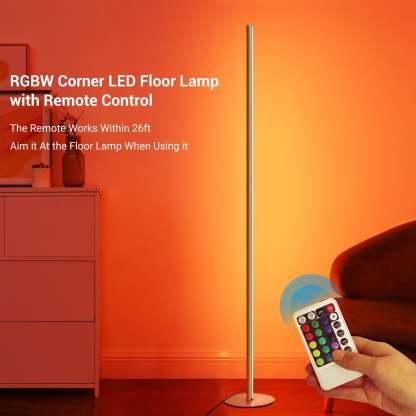 EDISHINE  57.5" RGBW, Mood Lighting, LED Corner Floor Lamp with Remote, Gold, 1 Pack-F1HFLG02R