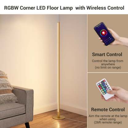 EDISHINE 57.5" Dimmable Smart WiFi Floor Lamp with App & Remote Control-HFLG02W