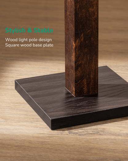 EDISHINE 46" Dimmable Wood Corner Floor Lamp with Remote, 7 Color Temperature-HFLK02V