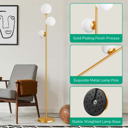 EDISHINE 69" Modern Gold Floor Lamp-HLFL08C-B2B