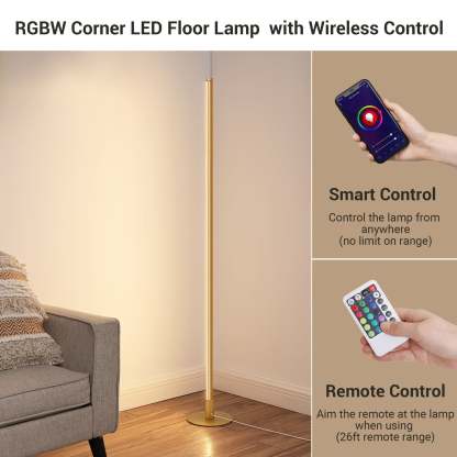 EDISHINE 57.5" Dimmable Smart WiFi Floor Lamp with App & Remote Control-F1HFLG02W