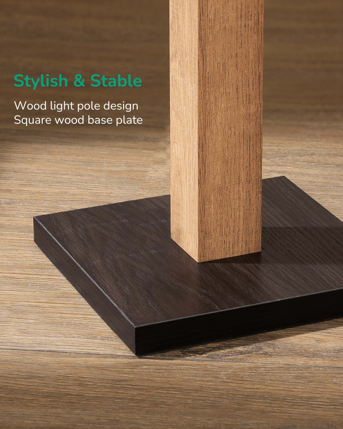 EDISHINE 46" Dimmable Wood Corner Floor Lamp with Remote, 7 Color Temperature-HLFL02V