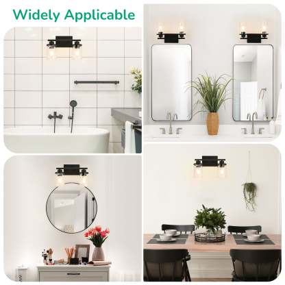 EDISHINE Matte Black Bathroom Light Fixtures-HHVL01B