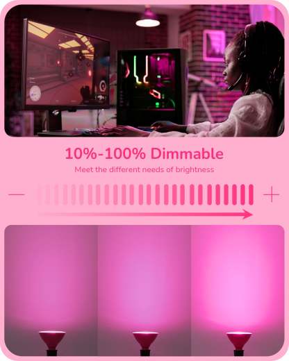 EDISHINE PAR38 Dimmable 18W(120W Equivalent) E26 Base Pink Flood Light Bulb, 2 Pack-HDCP38B