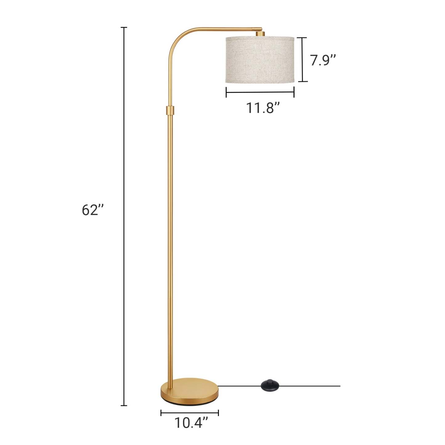 EDISHINE 62" Modern Arched Gold Floor Lamp-HLFL04G