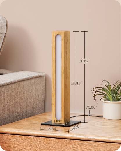 EDISHINE LED Wood Table Lamp, 3-Color Temperature, Stepless Dimmable & Memory Function, Touch Switch-HLTL12K-B2B