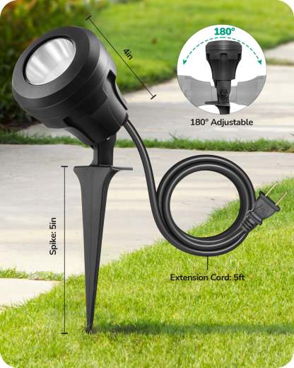 EDISHINE 4.8W 5000K 120V LED Outdoor Spotlight with 5 Extra Lenses (RGB Purple Blue)-HGSL01D