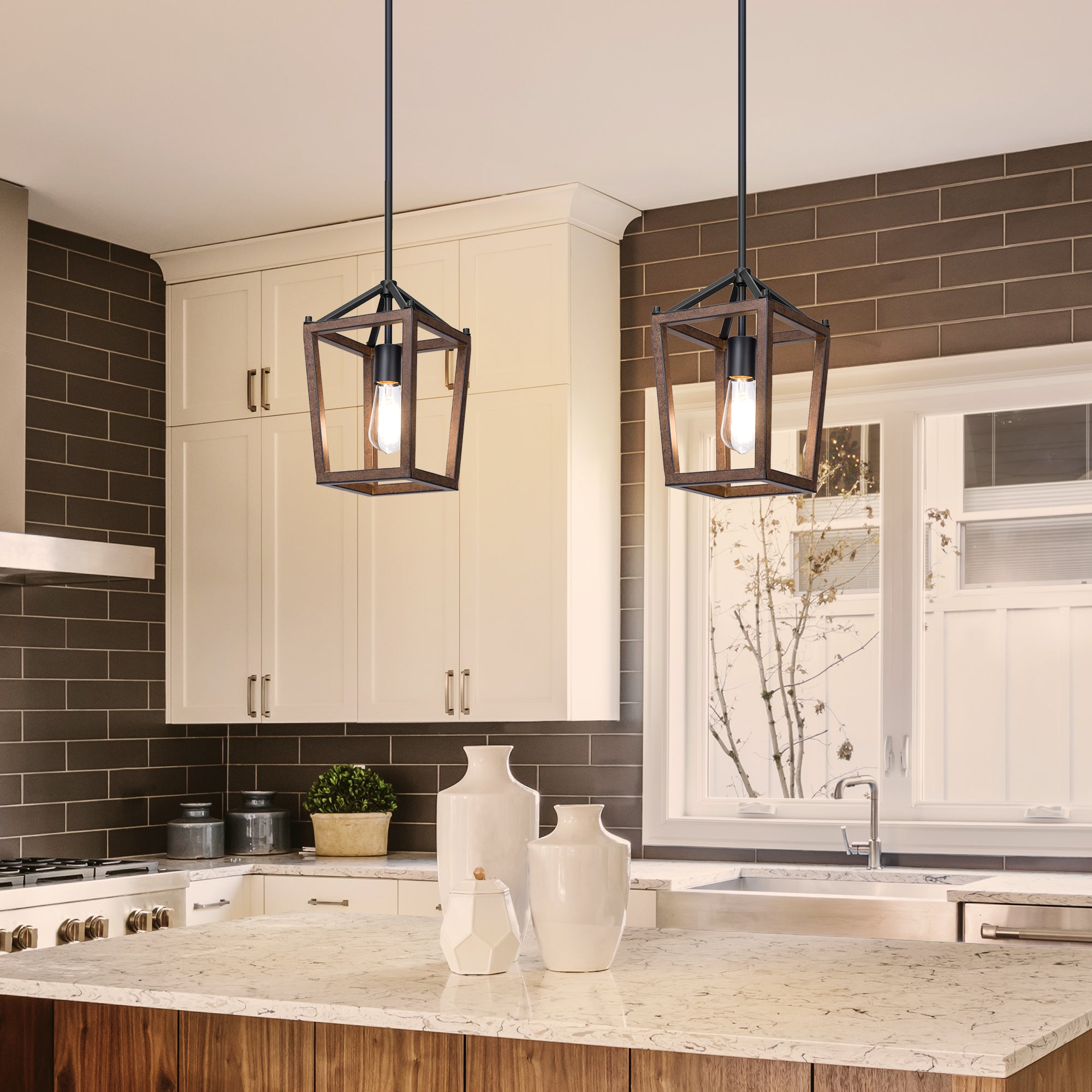 EDISHINE Industrial Farmhouse Adjustable Height Pendant Lights (1 Pack)-HHPL09B-B2B