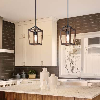EDISHINE Industrial Farmhouse Adjustable Height Pendant Lights (1 Pack)-HHPL09B-B2B