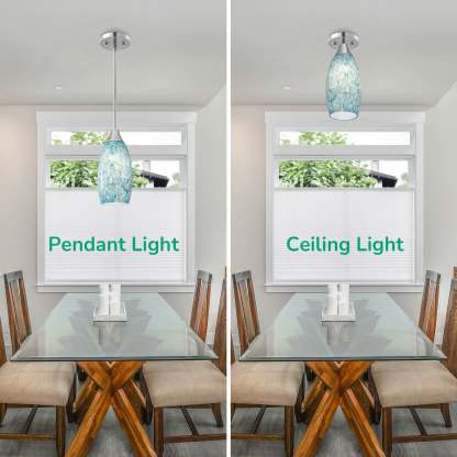 EDISHINE Handcrafted Art Glass Pendant Light Fixtures, Adjustable Cord (1 Pack)-HHPL08B