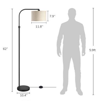 EDISHINE 62" Black Arched Floor Lamp-HLFL04H