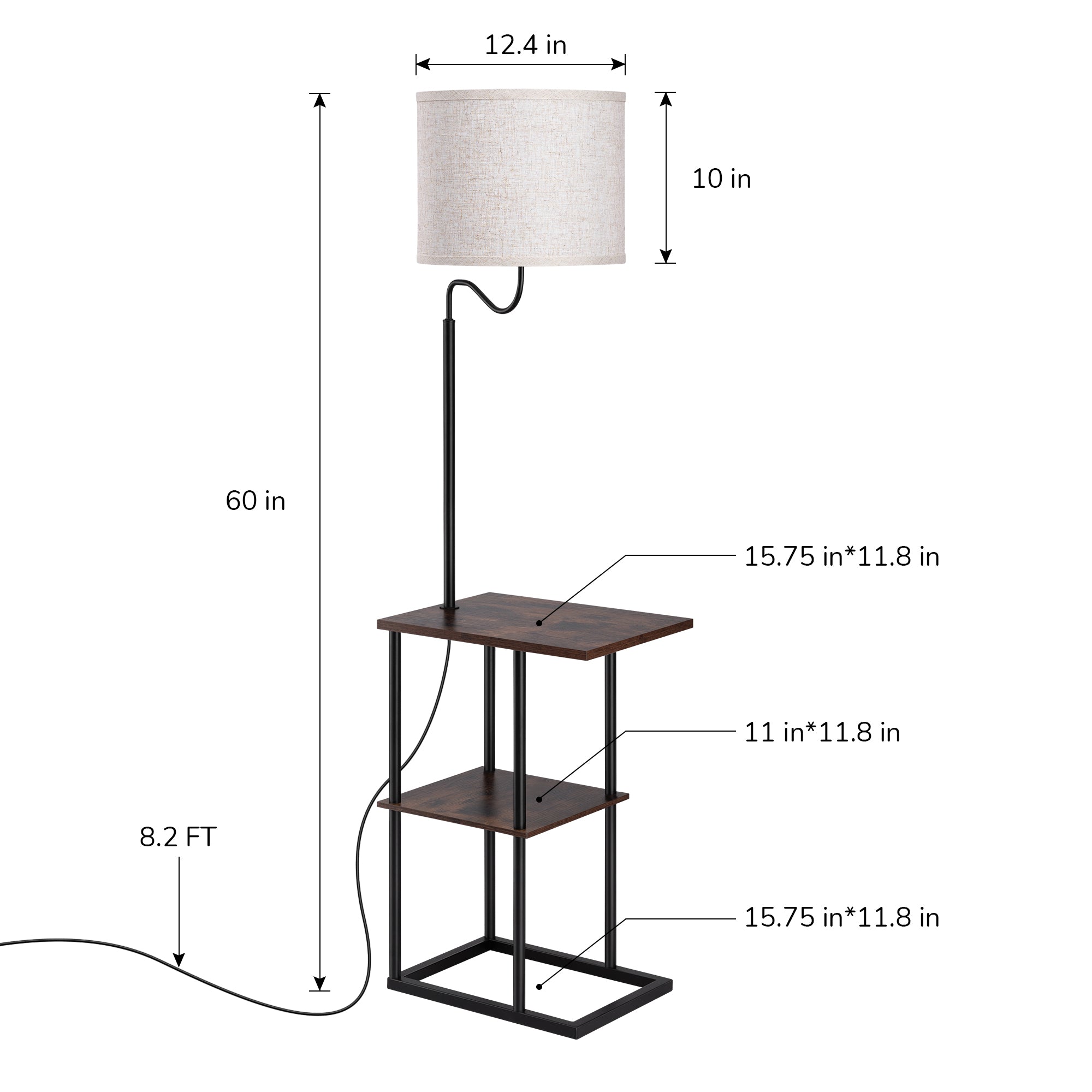 EDISHINE 60" Floor Lamp with Table-HLFL06K