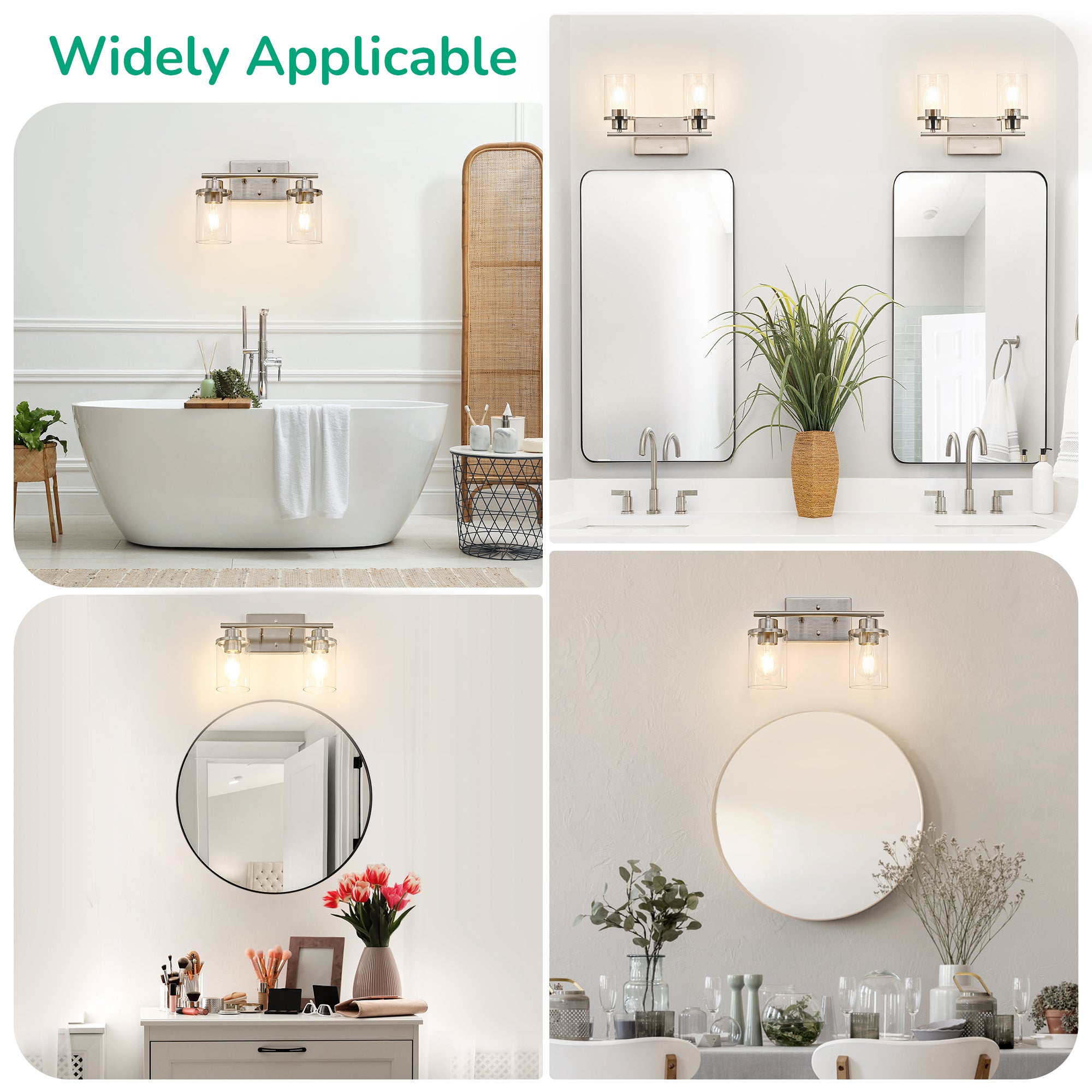 EDISHINE Silver Bathroom Light Fixtures-HHVL02B